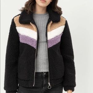 Black Chevron Teddy Jacket